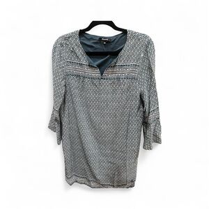 Madewell Starland Bell Sleeve Silk Mini Dress Floral Green Pre-loved